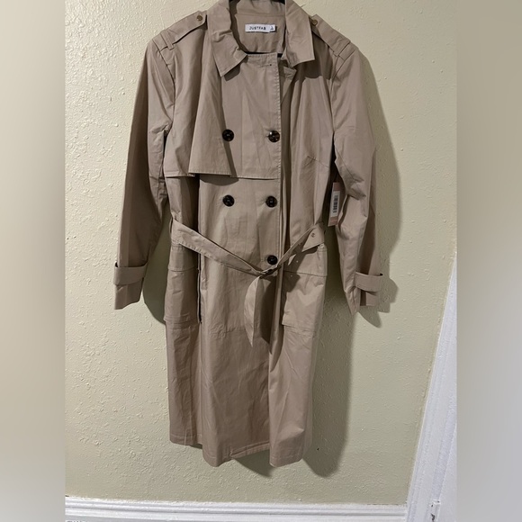 JUSTFAB Classic Tan Trench Coat - Picture 4 of 8